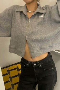 Cozy Cocoa Cropped Jacket - Y2K Fashion Aesthetic for Women