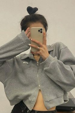 Cozy Cocoa Cropped Jacket - Y2K Fashion Aesthetic for Women