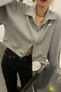 Cozy Cocoa Cropped Jacket - Y2K Fashion Aesthetic for Women