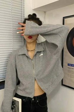 Cozy Cocoa Cropped Jacket - Y2K Fashion Aesthetic for Women