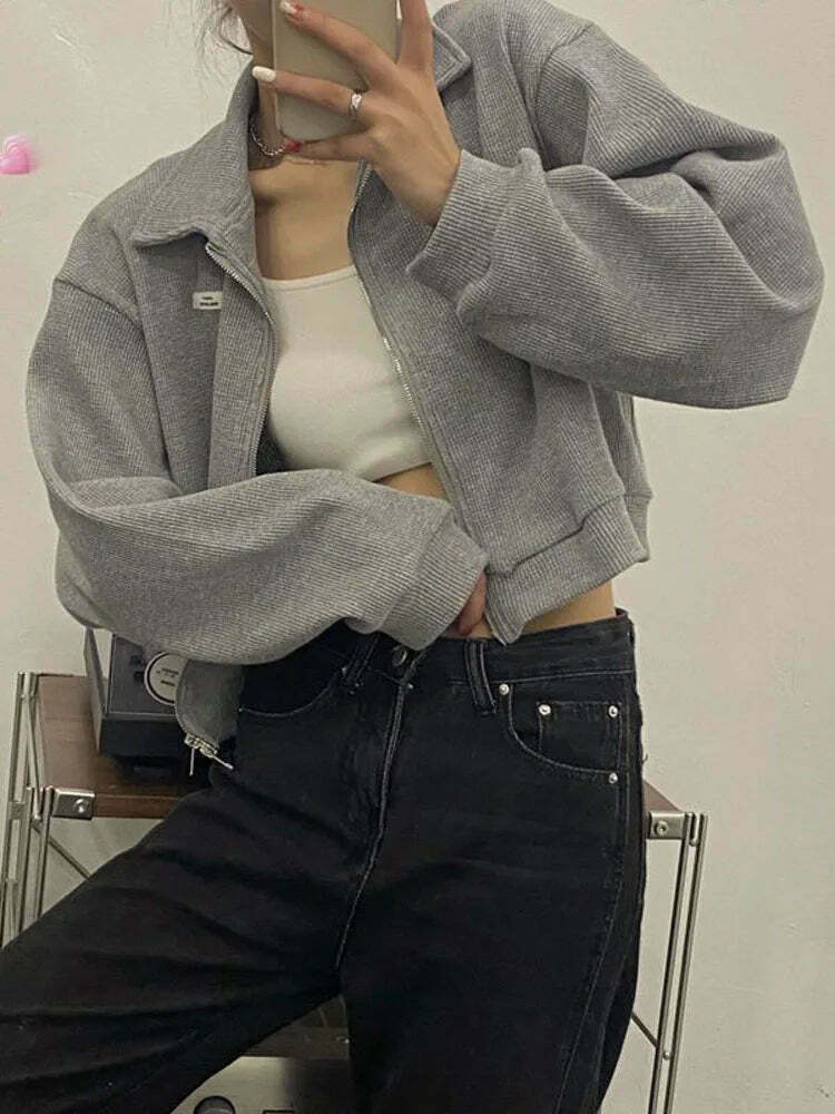 Cozy Cocoa Cropped Jacket - Y2K Fashion Aesthetic for Women Cozy Cocoa Cropped Jacket - Y2K Fashion Aesthetic for Women