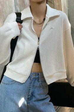 Cozy Cocoa Cropped Jacket - Y2K Fashion Aesthetic for Women