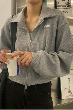 Cozy Cocoa Cropped Jacket - Y2K Fashion Aesthetic for Women