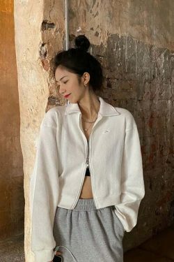 Cozy Cocoa Cropped Jacket - Y2K Fashion Aesthetic for Women