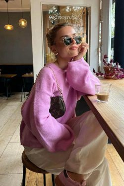 Cozy Cove O-Neck Sweater: Y2K Aesthetic Top - Grunge Style, Cute Hoodie, Pastel Goth Fashion