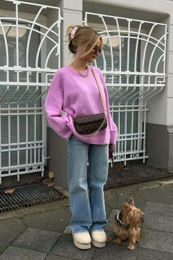 Cozy Cove O-Neck Sweater: Y2K Aesthetic Top - Grunge Style, Cute Hoodie, Pastel Goth Fashion