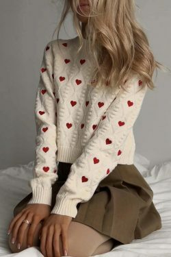 Cozy Cupid's Comfort Knit Sweater in Y2K Aesthetic for Women's Fashion