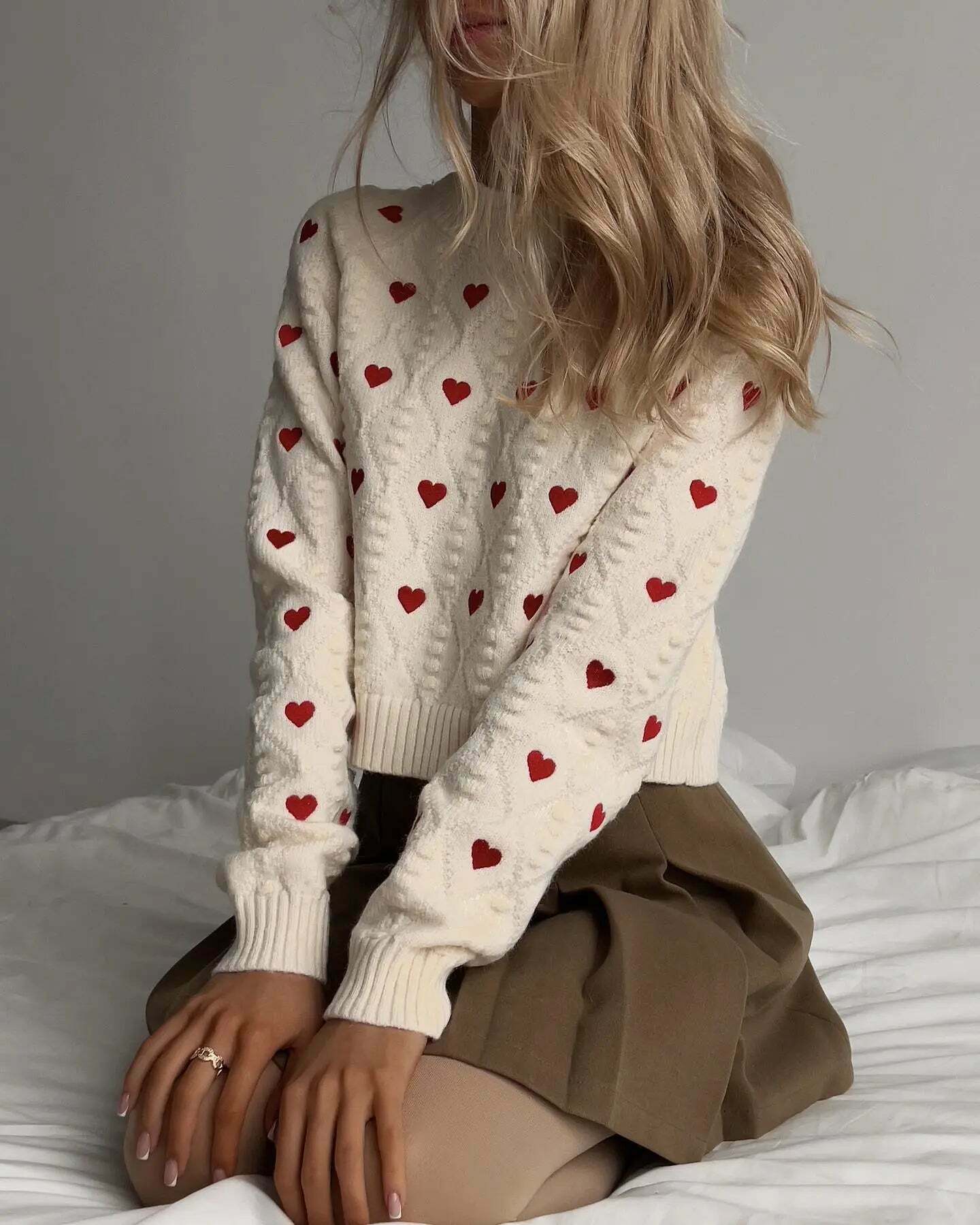 Cozy Cupid's Comfort Knit Sweater in Y2K Aesthetic for Women's Fashion Cozy Cupid's Comfort Knit Sweater in Y2K Aesthetic for Women's Fashion
