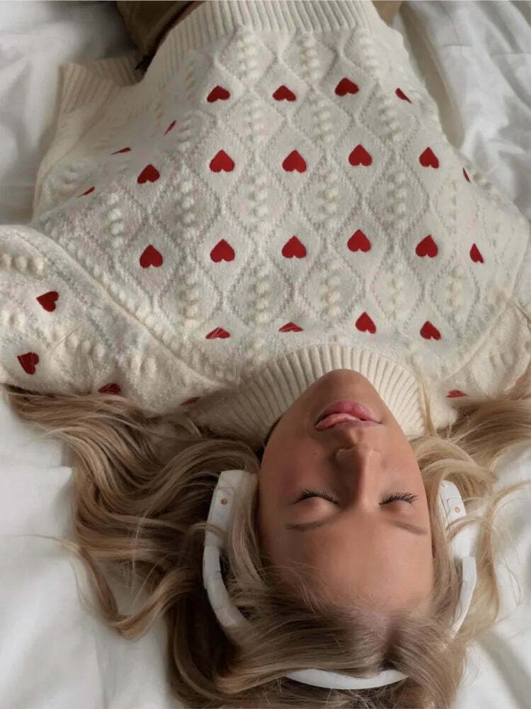 Cozy Cupid's Comfort Knit Sweater in Y2K Aesthetic for Women's Fashion Cozy Cupid's Comfort Knit Sweater in Y2K Aesthetic for Women's Fashion