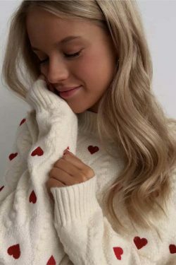 Cozy Cupid's Comfort Knit Sweater in Y2K Aesthetic for Women's Fashion