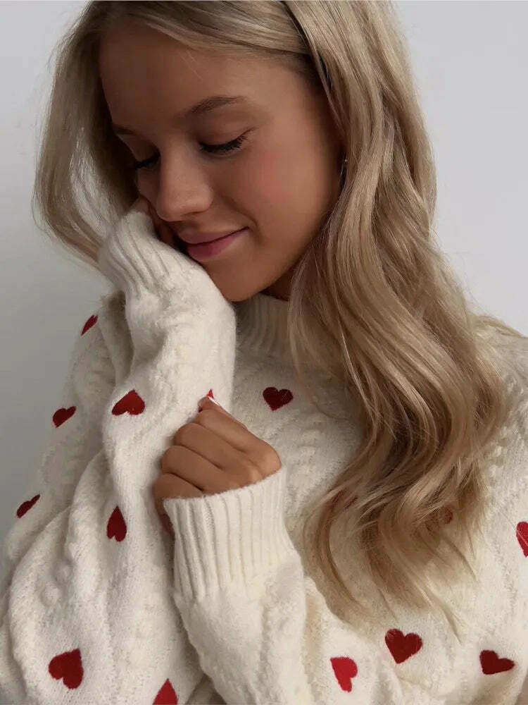 Cozy Cupid's Comfort Knit Sweater in Y2K Aesthetic for Women's Fashion Cozy Cupid's Comfort Knit Sweater in Y2K Aesthetic for Women's Fashion