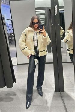 Cozy Faux Fur Zipper Hoodie - Y2K Aesthetic Fashion for Women