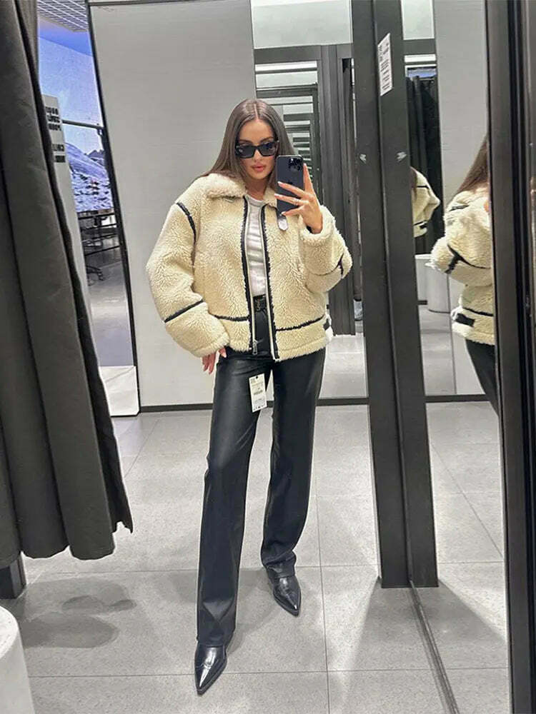 Cozy Faux Fur Zipper Hoodie - Y2K Aesthetic Fashion for Women Cozy Faux Fur Zipper Hoodie - Y2K Aesthetic Fashion for Women