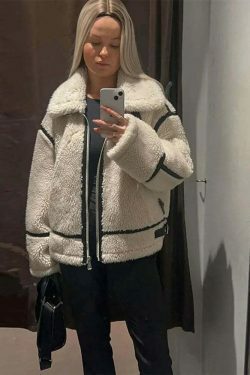 Cozy Faux Fur Zipper Hoodie - Y2K Aesthetic Fashion for Women