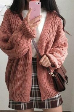 Cozy Hygge Cardigan: Y2K Fashion - Grunge Aesthetic, Cute Tops, Pastel Goth, Cargo Skirt