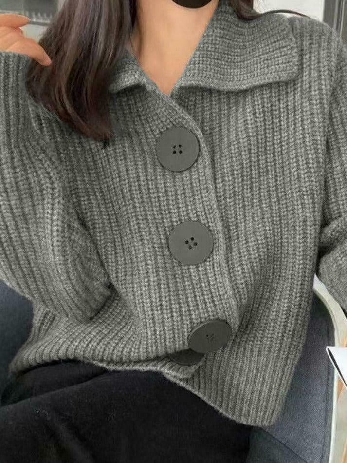 Cozy Knit Big Button Cardigan for Women - Y2K Fashion with a Touch of Grunge and Coquette Aesthetic Cozy Knit Big Button Cardigan for Women - Y2K Fashion with a Touch of Grunge and Coquette Aesthetic