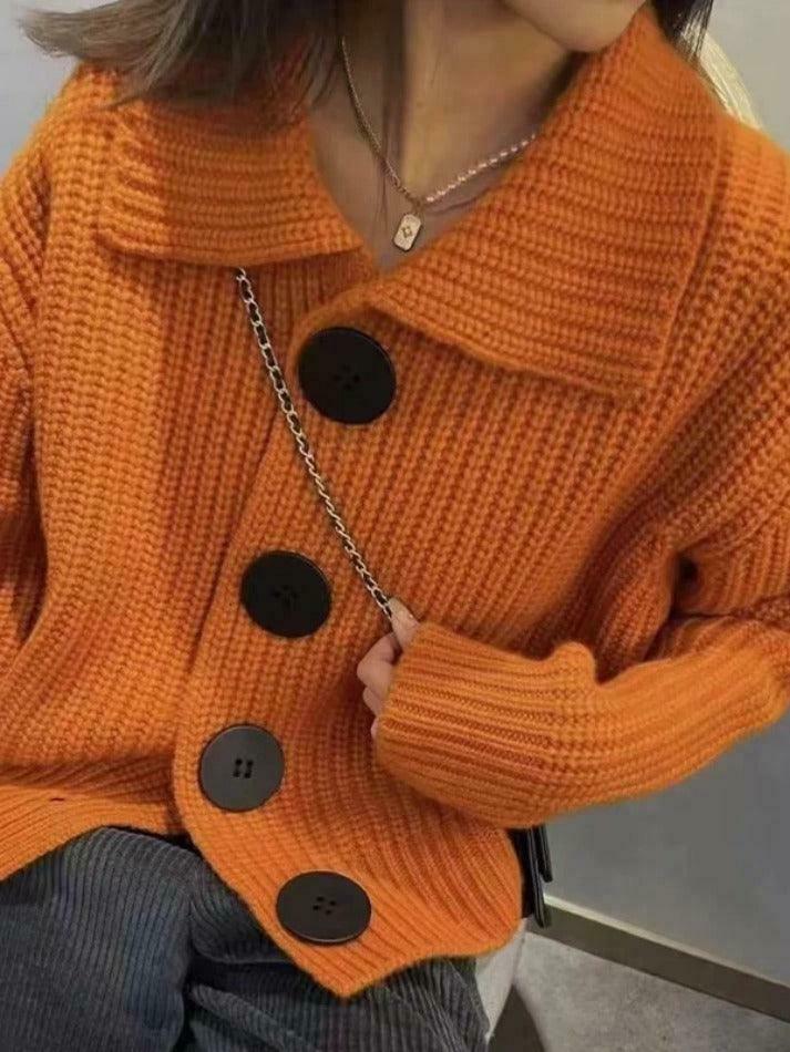 Cozy Knit Big Button Cardigan for Women - Y2K Fashion with a Touch of Grunge and Coquette Aesthetic Cozy Knit Big Button Cardigan for Women - Y2K Fashion with a Touch of Grunge and Coquette Aesthetic