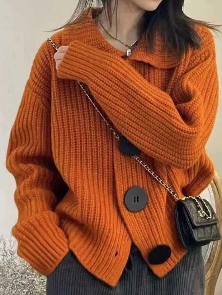 Cozy Knit Big Button Cardigan for Women - Y2K Fashion with a Touch of Grunge and Coquette Aesthetic Cozy Knit Big Button Cardigan for Women - Y2K Fashion with a Touch of Grunge and Coquette Aesthetic