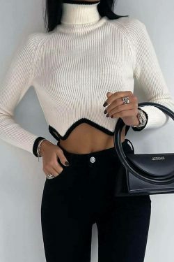 Cozy Knit Turtleneck Sweater for Women - Y2K Fashion with a Touch of Coquette Aesthetic