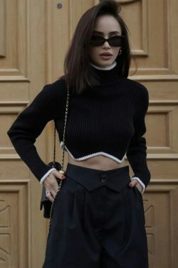 Cozy Knit Turtleneck Sweater for Women - Y2K Fashion with a Touch of Coquette Aesthetic