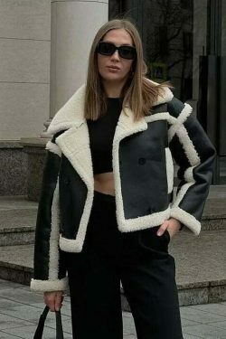 Cozy Lambswool Jacket: Y2K Aesthetic, Grunge Style, Cute Tops, Pastel Goth - Women's Fashion