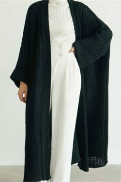 Cozy Loose Knit Cardigan Coat - Y2K Fashion Aesthetic with Grunge & Pastel Goth Vibes