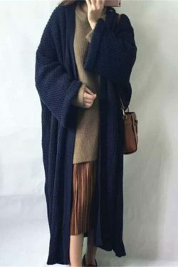Cozy Loose Knit Cardigan Coat - Y2K Fashion Aesthetic with Grunge & Pastel Goth Vibes