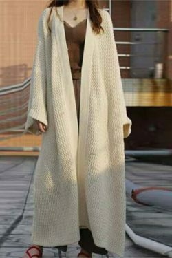 Cozy Loose Knit Cardigan Coat - Y2K Fashion Aesthetic with Grunge & Pastel Goth Vibes