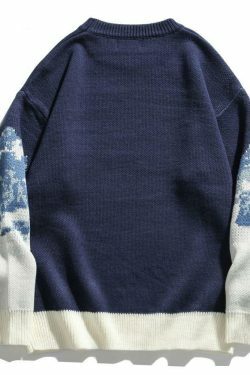 Cozy Mountain Landscape Knitted Sweater for Women - Y2K Aesthetic, Grunge Style, Cottagecore Outfits