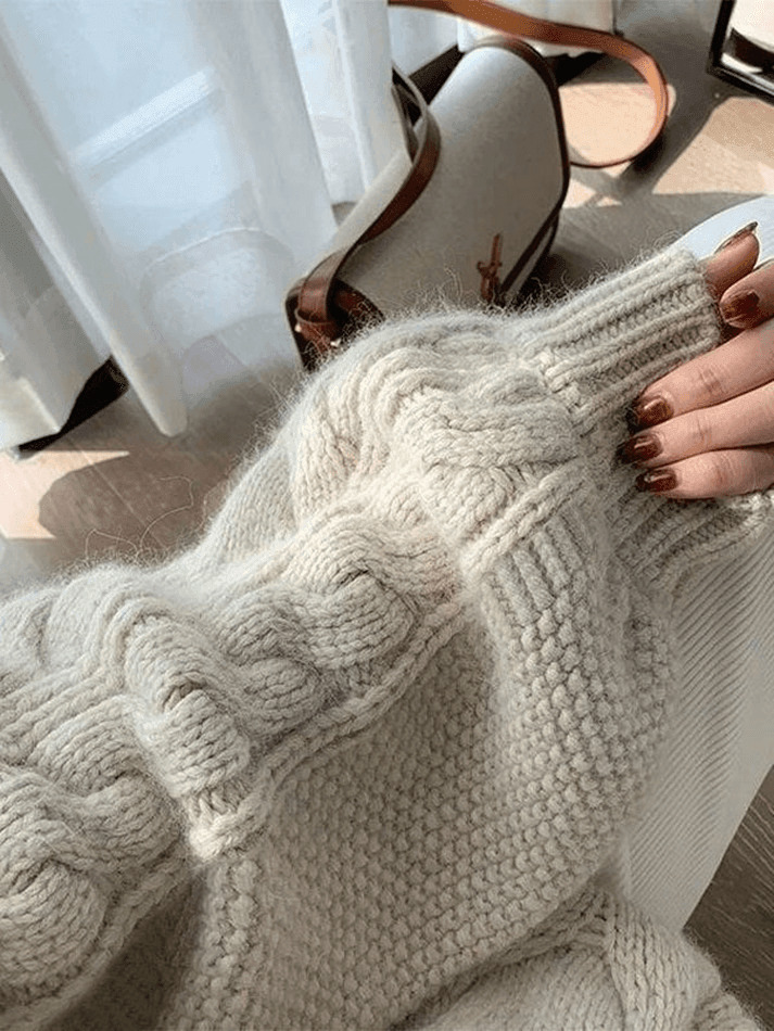 Cozy Oversized Cable Knit Sweater for Y2K Fashion Enthusiasts Cozy Oversized Cable Knit Sweater for Y2K Fashion Enthusiasts