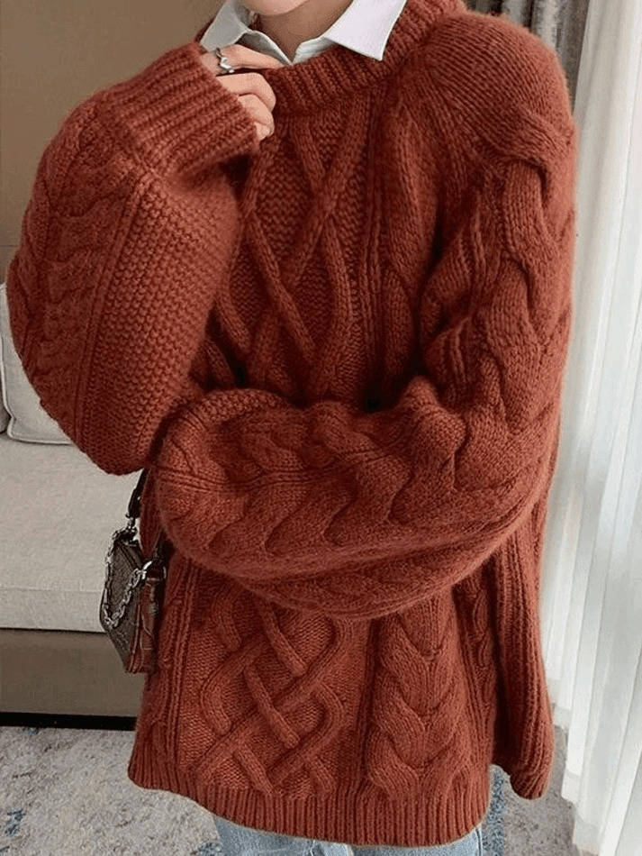 Cozy Oversized Cable Knit Sweater for Y2K Fashion Enthusiasts Cozy Oversized Cable Knit Sweater for Y2K Fashion Enthusiasts