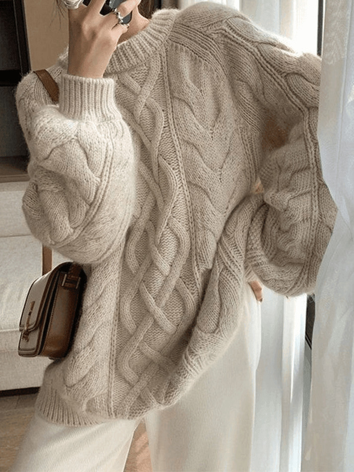 Cozy Oversized Cable Knit Sweater for Y2K Fashion Enthusiasts Cozy Oversized Cable Knit Sweater for Y2K Fashion Enthusiasts