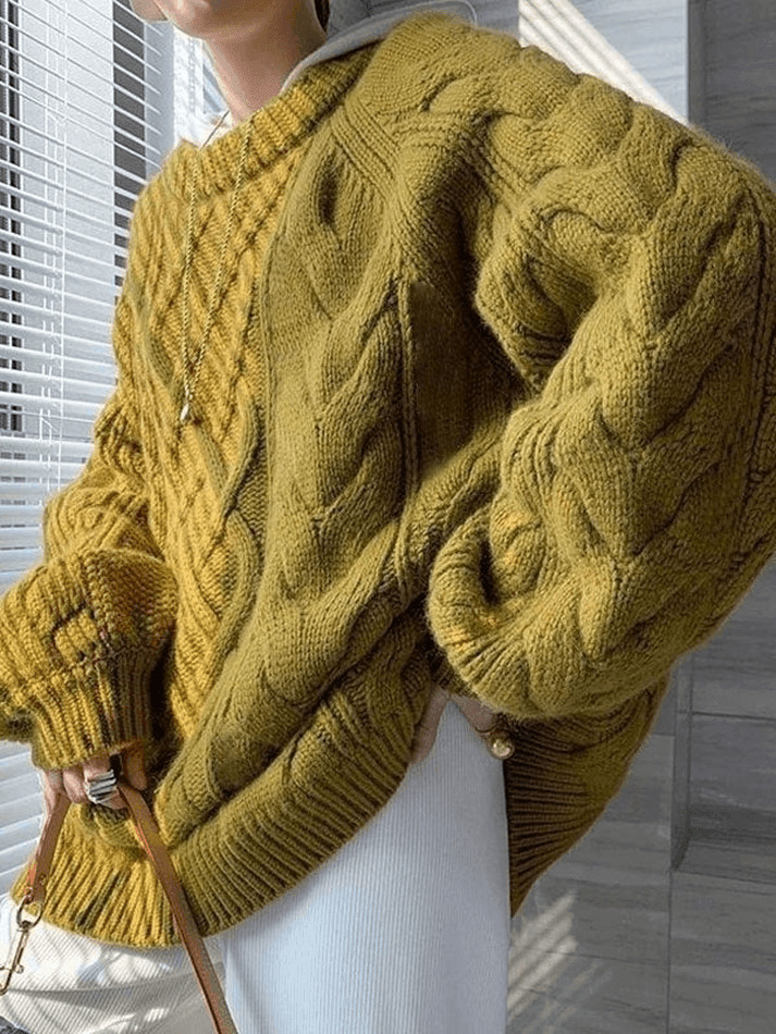 Cozy Oversized Cable Knit Sweater for Y2K Fashion Enthusiasts Cozy Oversized Cable Knit Sweater for Y2K Fashion Enthusiasts