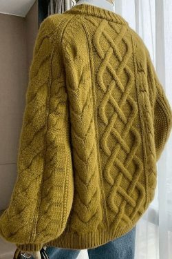 Cozy Oversized Cable Knit Sweater for Y2K Fashion Enthusiasts