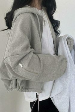 Cozy Oversized Gray Hoodie for Women - Y2K Aesthetic, Grunge Style, Cute Tops, Comfy, Fall Sweaters
