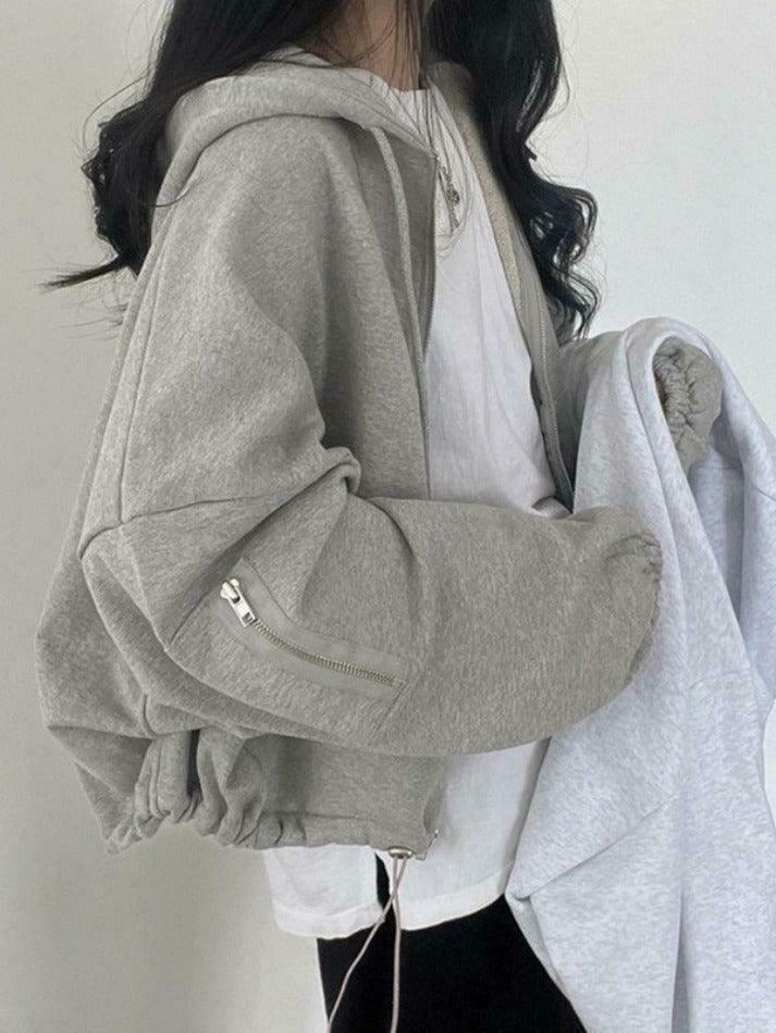 Cozy Oversized Gray Hoodie for Women - Y2K Aesthetic, Grunge Style, Cute Tops, Comfy, Fall Sweaters