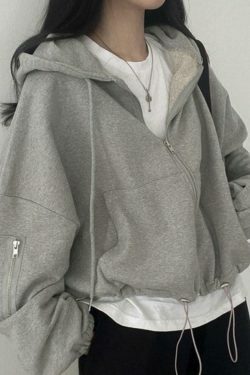 Cozy Oversized Gray Hoodie for Women - Y2K Aesthetic, Grunge Style, Cute Tops, Comfy, Fall Sweaters