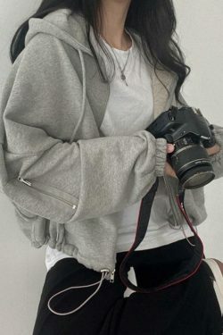 Cozy Oversized Gray Hoodie for Women - Y2K Aesthetic, Grunge Style, Cute Tops, Comfy, Fall Sweaters