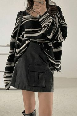 Cozy Oversized Stripe Jumper Knit Sweater for Y2K Aesthetic Fashionistas