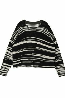 Cozy Oversized Stripe Jumper Knit Sweater for Y2K Aesthetic Fashionistas