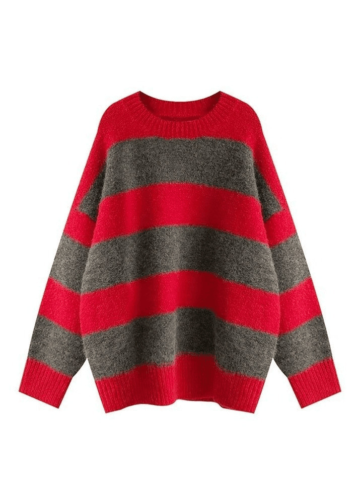 Cozy Oversized Stripe Pullover Sweater for Y2K Fashion Enthusiasts Cozy Oversized Stripe Pullover Sweater for Y2K Fashion Enthusiasts