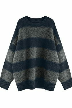 Cozy Oversized Stripe Pullover Sweater for Y2K Fashion Enthusiasts