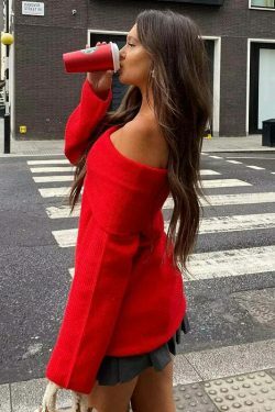 Cozy Ribbed Knit Sweater - Y2K Aesthetic, Grunge Style, Pastel Goth - Cute Tops, Comfy Hoodie