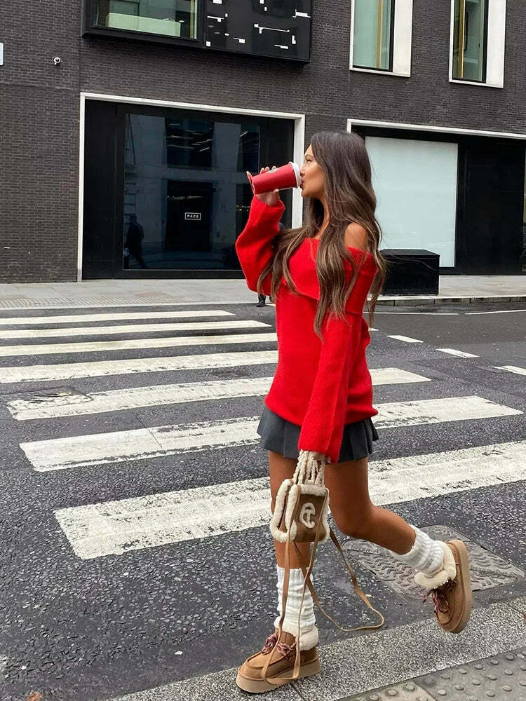 Cozy Ribbed Knit Sweater - Y2K Aesthetic, Grunge Style, Pastel Goth - Cute Tops, Comfy Hoodie