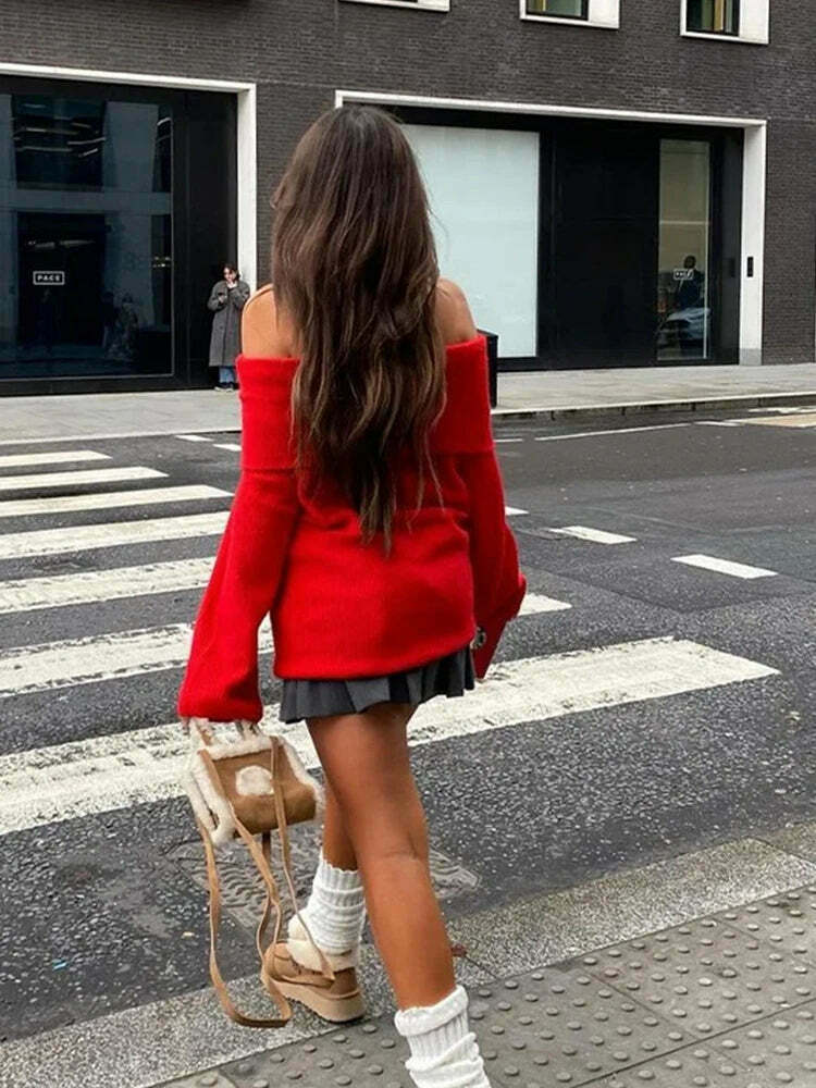 Cozy Ribbed Knit Sweater - Y2K Aesthetic, Grunge Style, Pastel Goth - Cute Tops, Comfy Hoodie