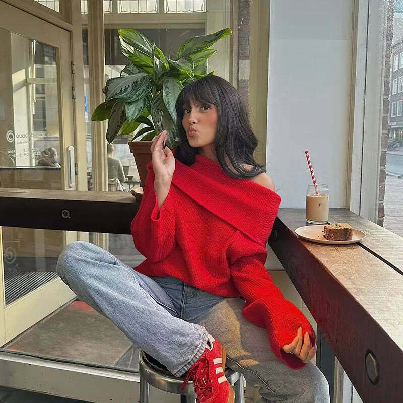 Cozy Ribbed Knit Sweater - Y2K Aesthetic, Grunge Style, Pastel Goth - Cute Tops, Comfy Hoodie