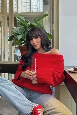 Cozy Ribbed Knit Sweater - Y2K Aesthetic, Grunge Style, Pastel Goth - Cute Tops, Comfy Hoodie