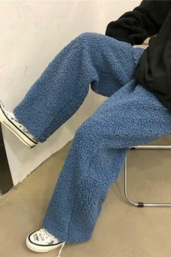 Cozy Sherpa Cargo Pants for Women - Y2K Fashion Aesthetic with a Grunge Twist