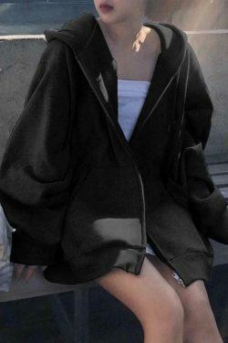 Cozy Solid Color Fleece-Lined Zip-Up Hoodie for Women's Y2K Fashion & Aesthetic Outfits