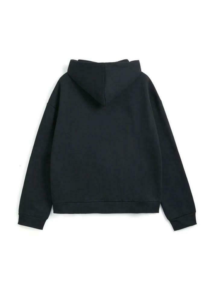 Cozy Solid Color Fleece-Lined Zip-Up Hoodie for Women's Y2K Fashion & Aesthetic Outfits